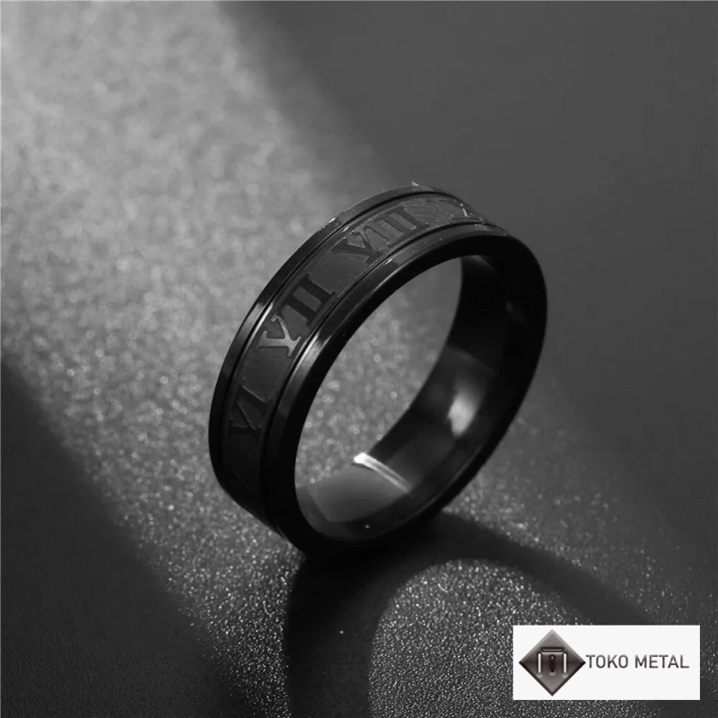 Cincin Titanium Motif Romawi Anti karat Pria &amp; Wanita [ Toko Metal ]