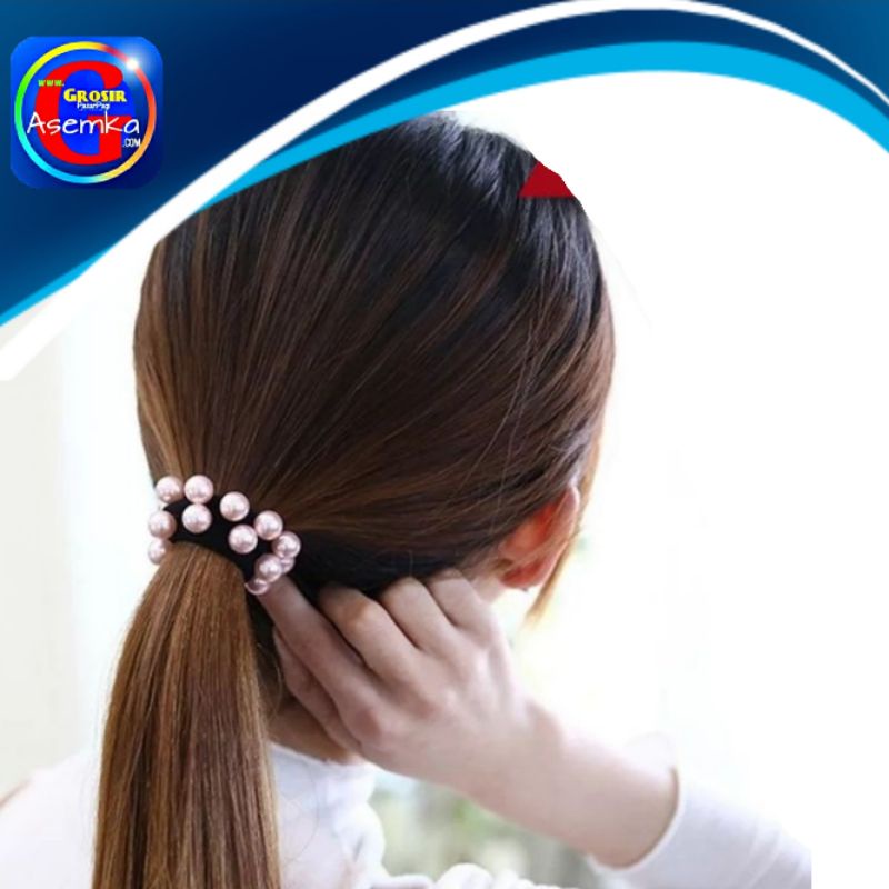 GPA Ikat Rambut 12pcs  Gelang Elastis Variasi Mutiara Mute Grosir