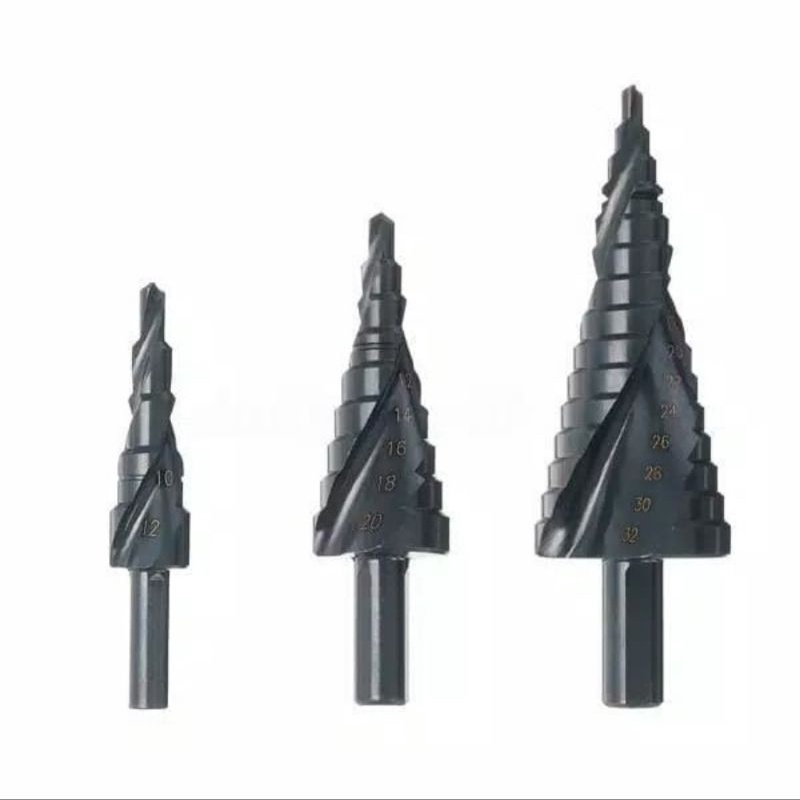 STEP DRILL MATA BOR PAGODA KERUCUT TITANIUM ISI 3pcs 12mm 20mm 32mm