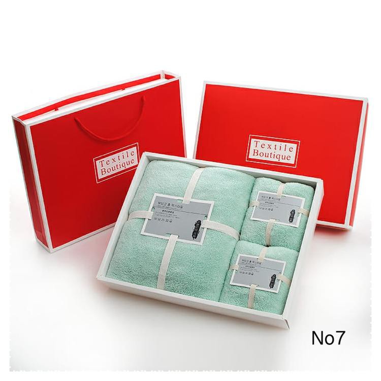 [JUALSEMUA18]Handuk set dapat box + Paper Bag / handuk serap air 1set 3 pcs premium 8003