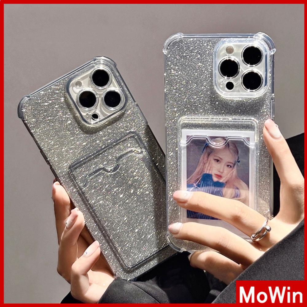 For iPhone 14 Pro Max iPhone Case Card Case Card Storage Laser Glitter Paper Airbag Shockproof Protection Camera Compatible with For iPhone 13 Pro max 12 pro max iPhone 11 XR 7plus