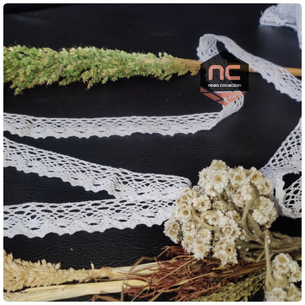 RENDA RAJUT Bahan Katun / Renda KAIT Warna Putih Lebar 3 cm Order Ecer Harga Meteran Cocok untuk Tap