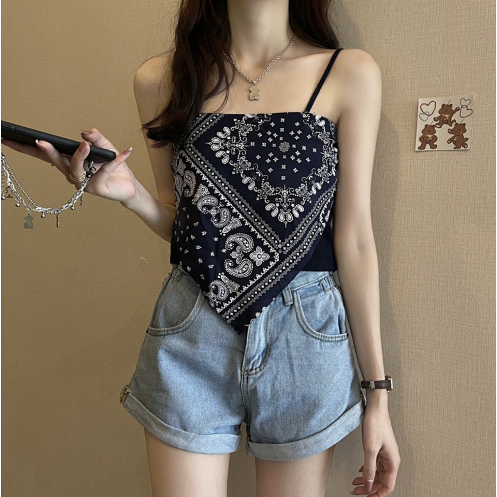 Super66 Tank Top Scarf Bandana Ala Korea/ Tank Top Scarf/ Tank Top Tank Top Crop Top/ Tank Top Motif