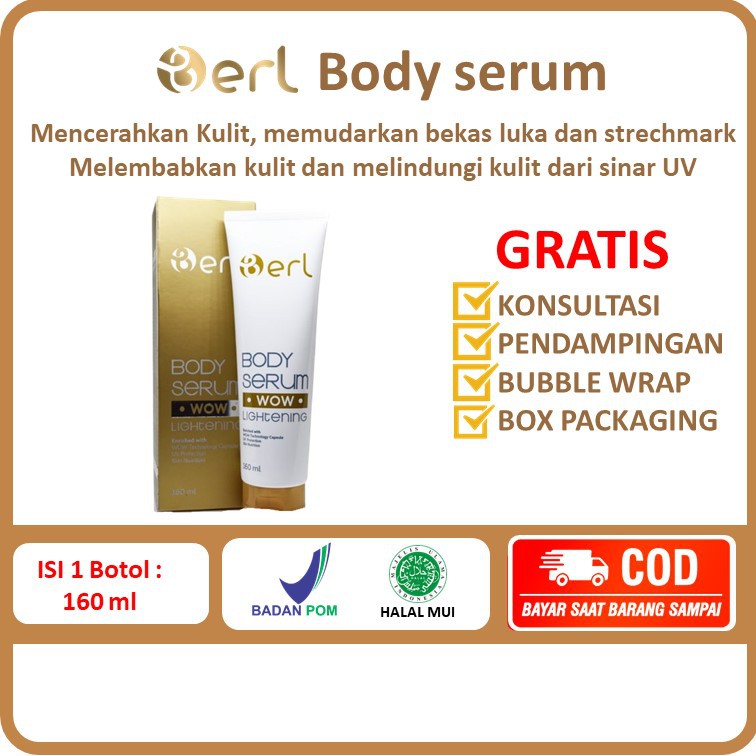Body Serum WOW B Be Erl Berl Cosmetics Pencerah Pemutih Kulit Berlcosmetics Pelindung UV Cosmetic