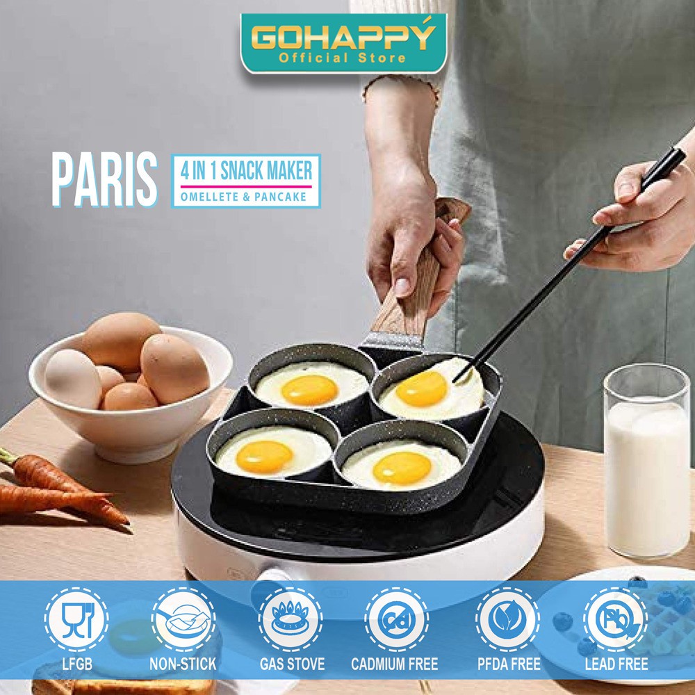 Panci Omelette 4 in 1 Wajan Gohappy Omelete pan GHY54 Sandwich breakfast pan anti lengket