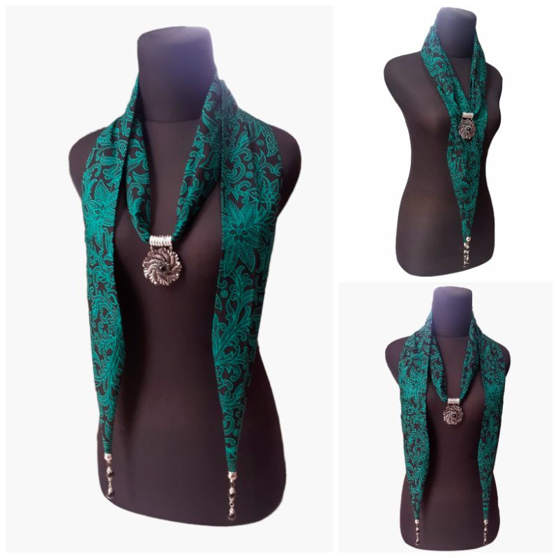 Syal Bros Pesta Hijau | Souvenir Khas Indonesia | Selendang Batik Halus | Syal Batik Premium
