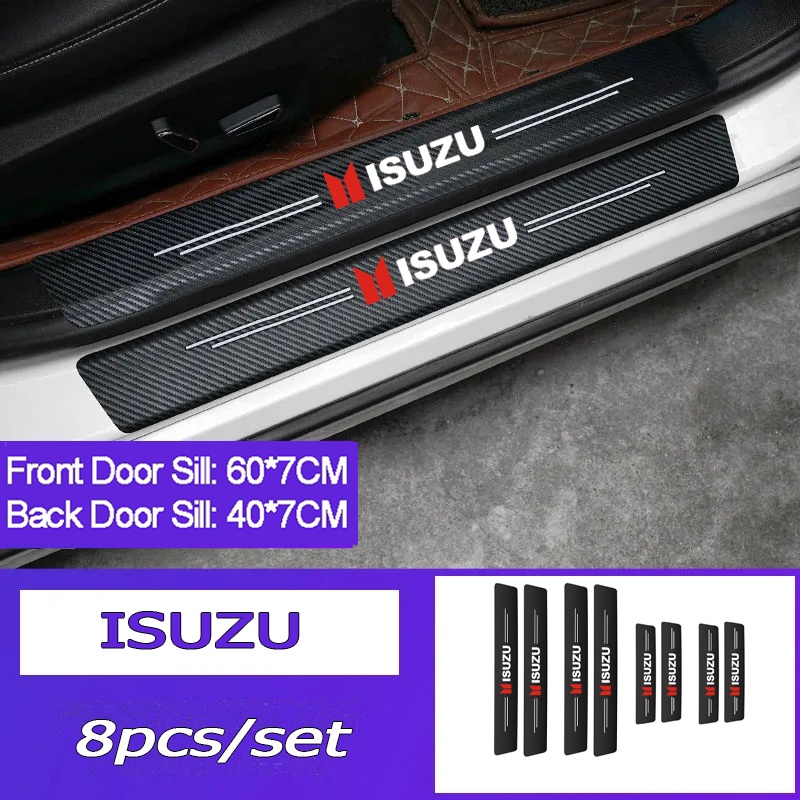 4 / 8pcs Stiker Pelindung Pintu Bahan Carbon Fiber Untuk Isuzu D-Max MU-X 4x4