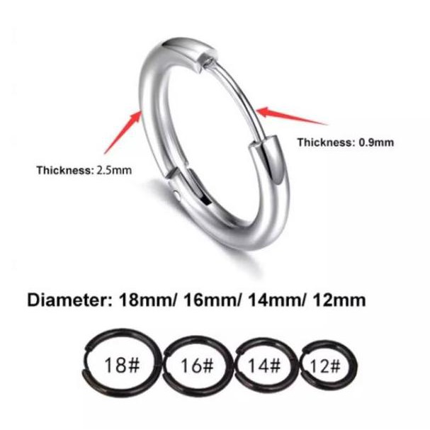 Anting Earring Ring Hoop Stainless Steel 8/10/12/14/16/18/20/30mm.  Batang 2.5mm | KBM.21Jl22т