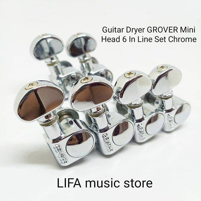 Guitar Dryer GROVER Mini Head 6 In Line Set Chrome