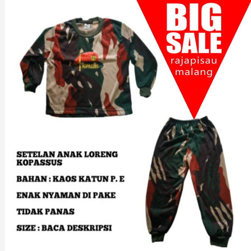 RPM SETELAN ANAK LORENG KOPASUS / KAOS ANAK