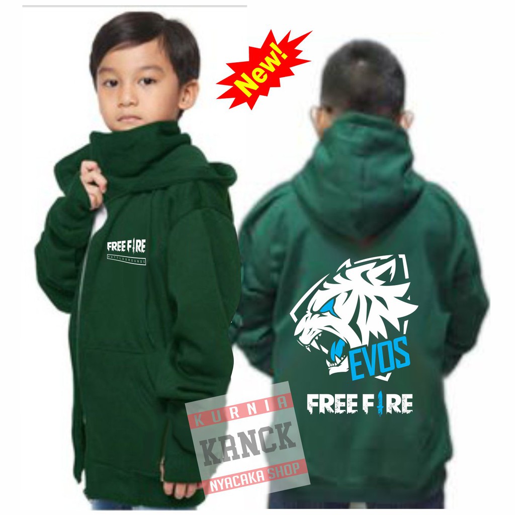 TERLENGKAP..! JAKET HOODIE FF EVOS ANAK LAKI LAKI PEREMPUAN UNISEX USIA 4 S/D 15 TAHUN SIZE S M S