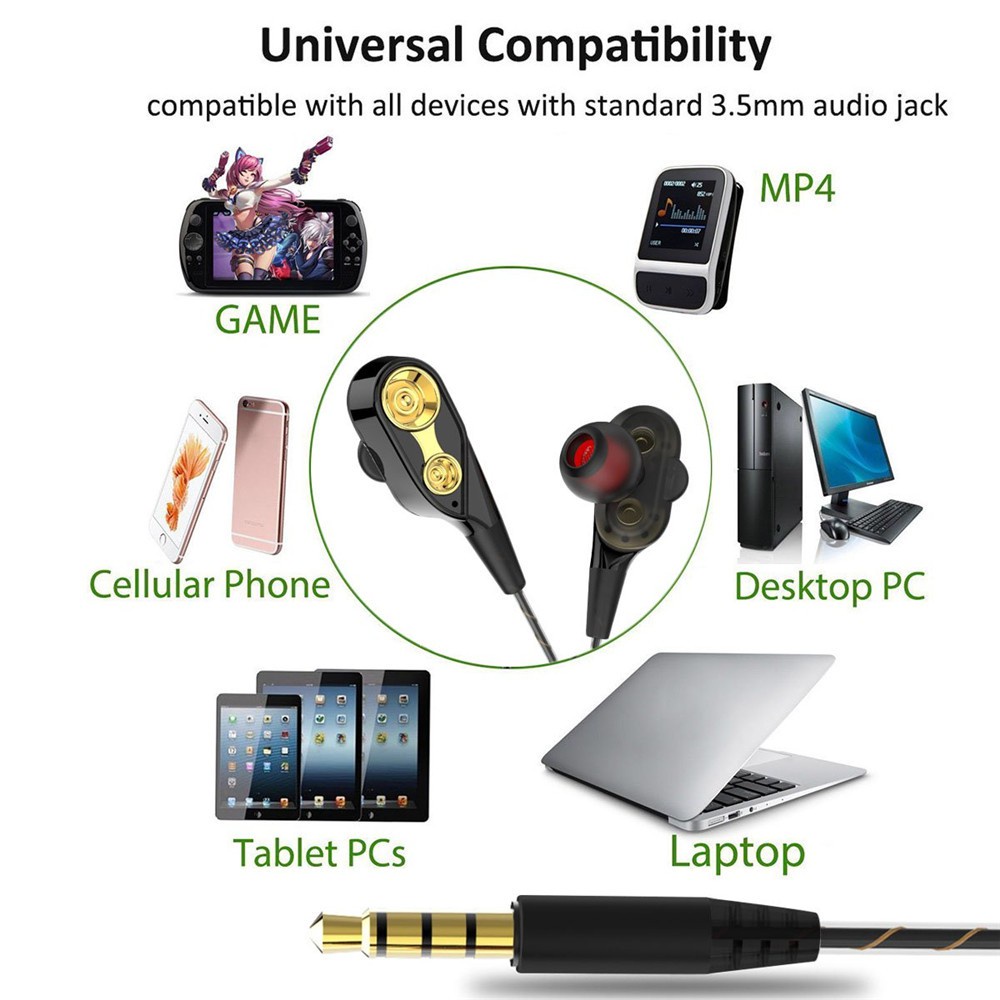 ⚡YZ Headset Gaming Dual Hifi Stereo Bass Dengan Mic Dan Kabel Ukuran 3.5mm Untuk Android iPhone