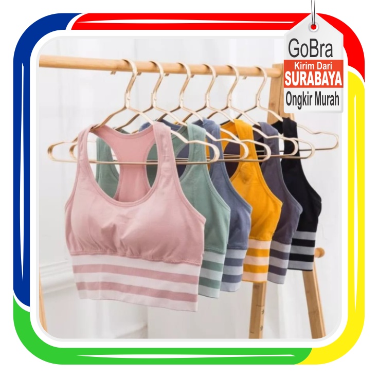 Gobra ♕ PW090 Sport Bra Wanita Olahraga Bra Push Up Tanpa Kawat Nyaman Tanktop Import