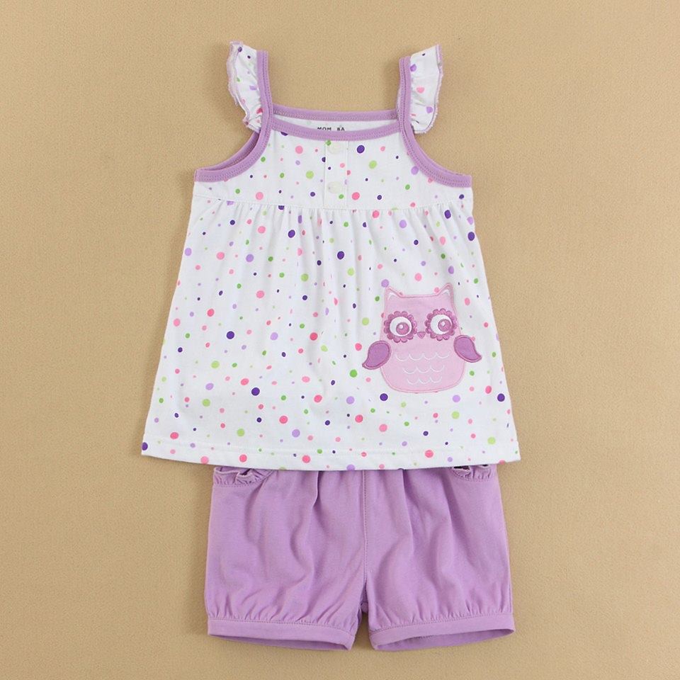 BAJU Setelan Anak MOM AND BAB/ GIRL VEST SHORT SUIT PURPLE OWL