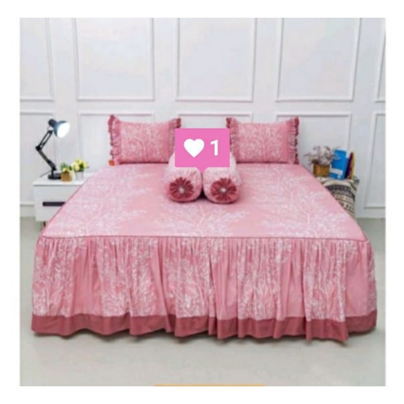 Sprei Rumbai Pengantin Katun Lokal Motif Jeju Memory Mauve by Katun Star