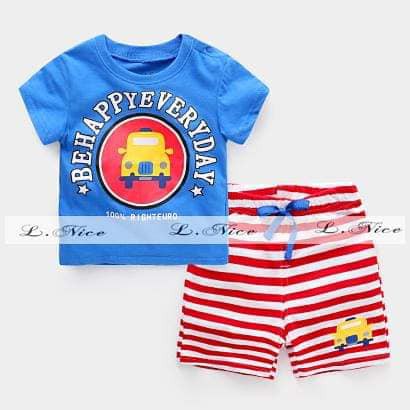 Setelan Anak Cowok Terlaris !!!  Car Be Happy Everyday Set 2in1 (baju, celana)