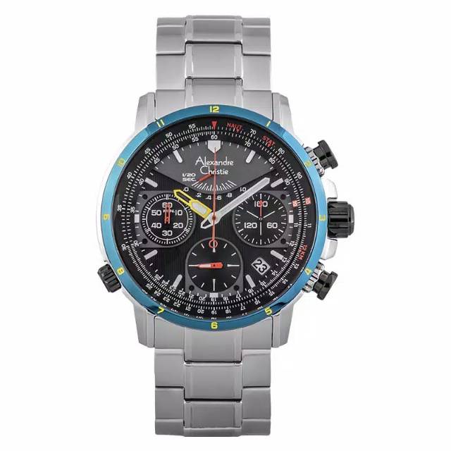 Alexandre Christie AC 6394 MC Chronograph Sport Pria [Silver/Blue]