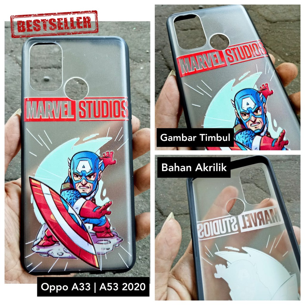 Acrylic Case Oppo A53 A33 2020 Gambar Timbul Hits Super Heroes Marvel Edition