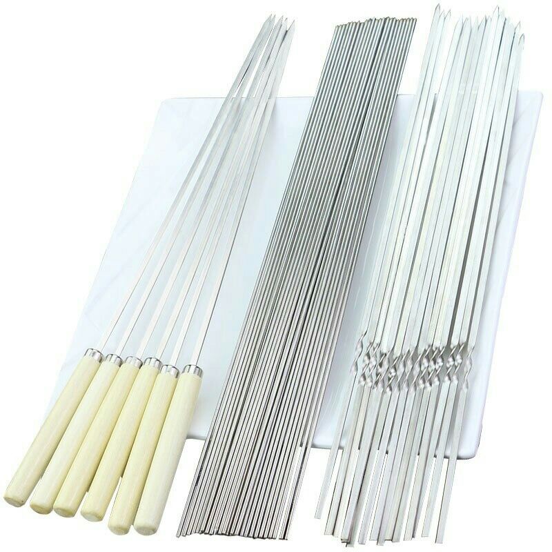 Alat Tusuk Sate Dengan Gagang Barbeque Stainless Steel Tools 50 Pcs Miao 478