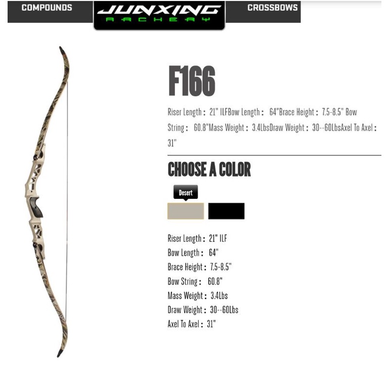 junxing f166 recruve bow