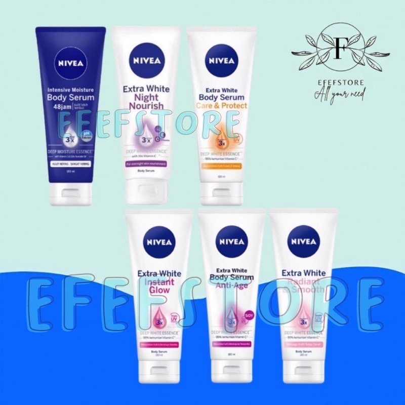 NIVEA Body Serum Extra White | Night | Repair Care Protect | Radiant | Glow | Hijab 180ml