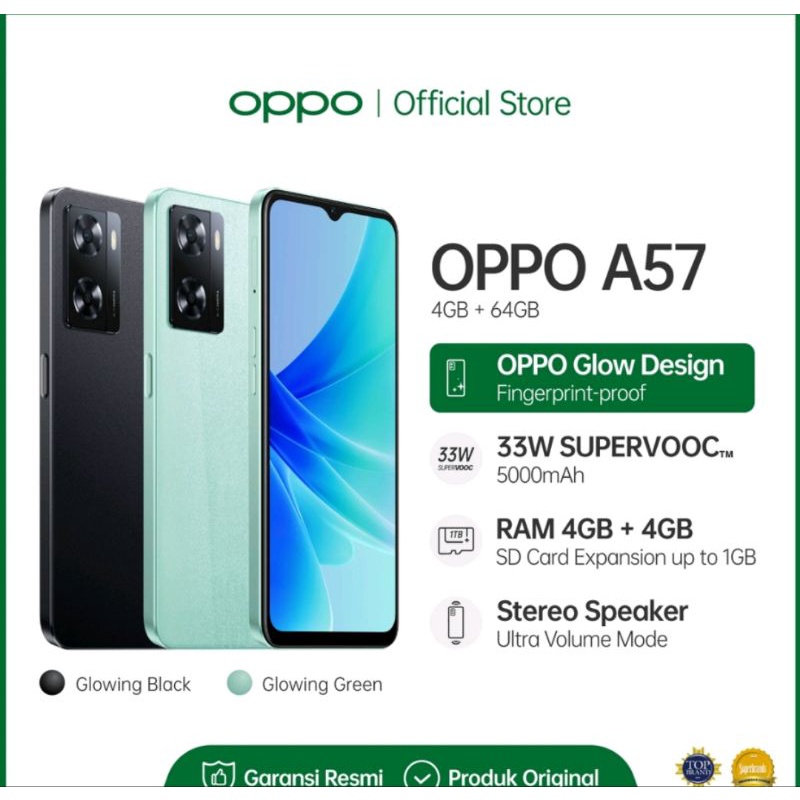 OPPO A57 4GB/64GB [5000mAh, 33W SuperVOOC, RAM Expansion, Ultra-Linear