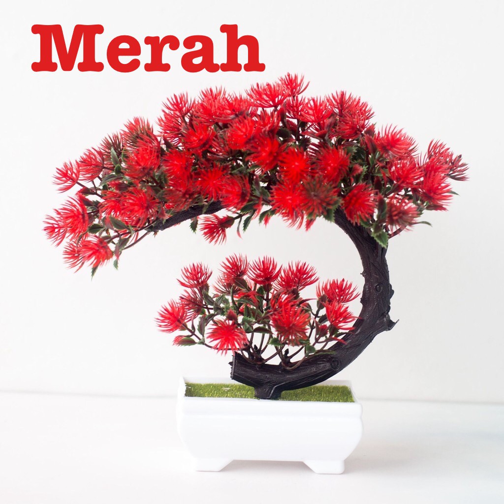 BOS235 Bunga Plastik / Pajangan Bunga Artifisial-Merah