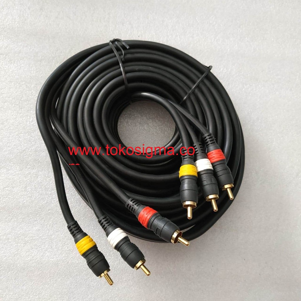 Kabel AV 3 RCA male to male 3 way 5 meter Audio Video M-M Nakamichi