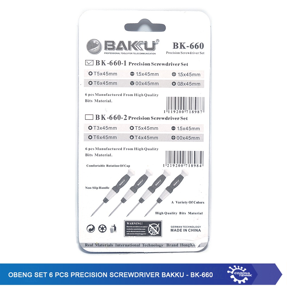 BK-660-1 - Obeng Set 6 Pcs Precision Screwdriver Bakku