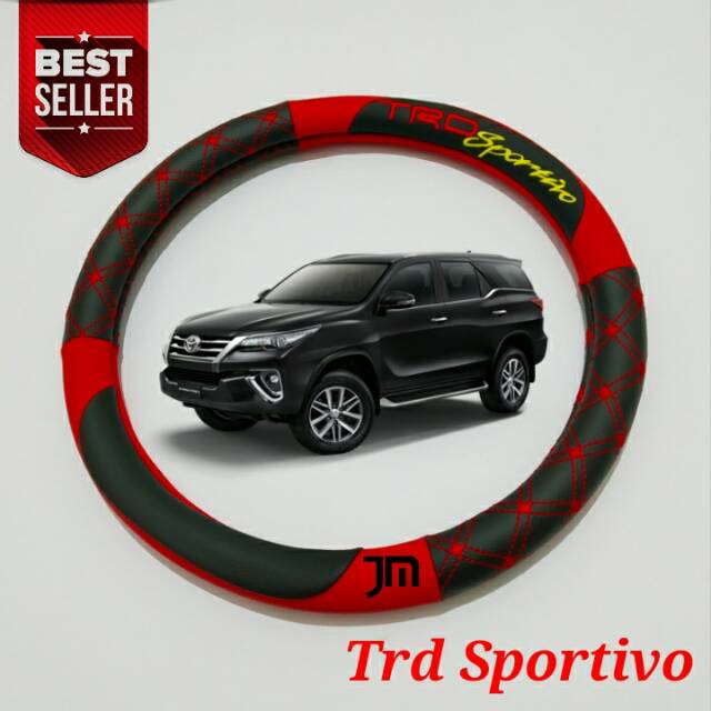 Sarung stir mobil toyota fortuner cover stir trd sportivo merah