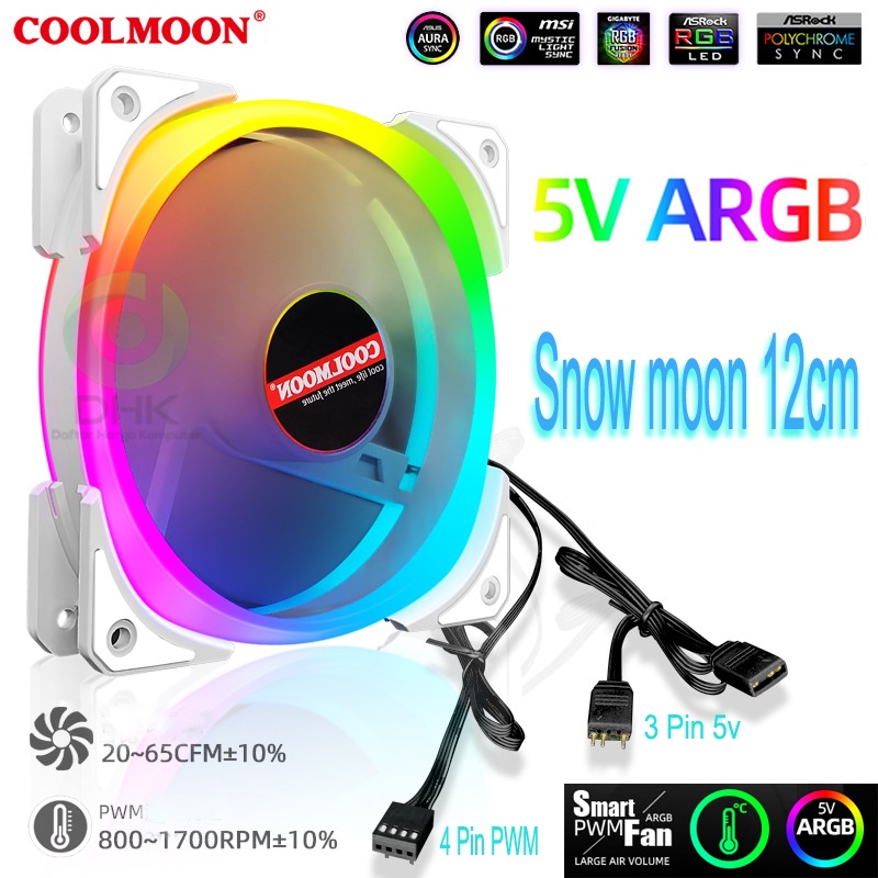 Fan SNOW moon 12cm Sinkron ARGB PWM coolmoon fan casing