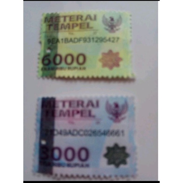 MATERAI TEMPEL TAHUN 2016-2021 Rp 3000 dan Rp 6000