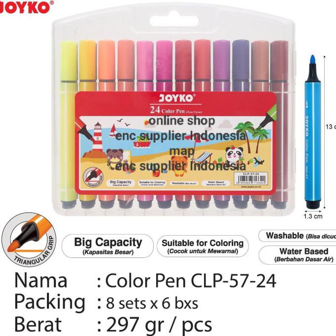 

(PERALATAN MENGGAMBAR) ENC - PEN WARNA COLOR PEN CLP-57 24 WARNA JOYKO PER SET COD