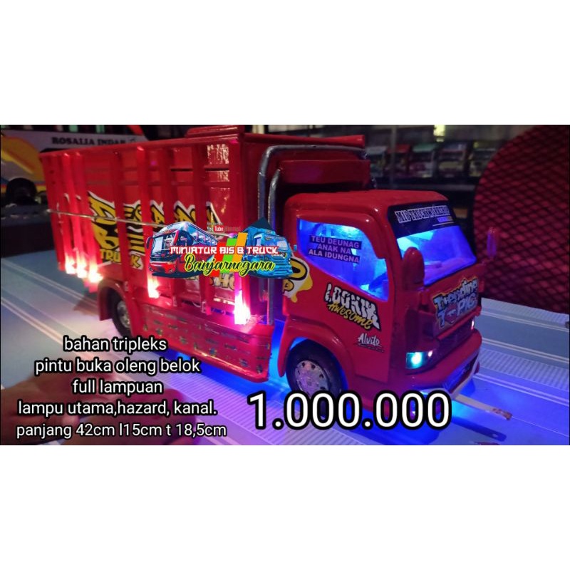 Miniatur Truk Trending Topic Oleng full lampuan bahan kayu triplek
