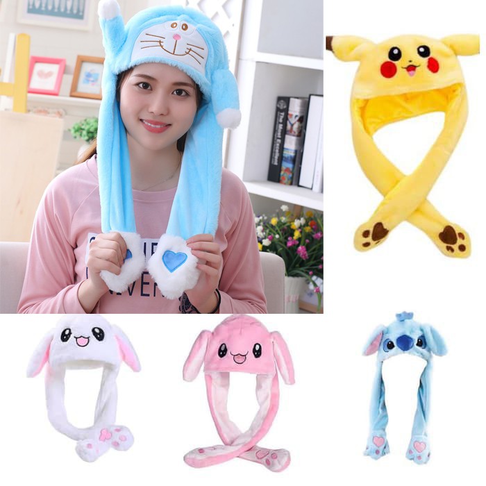 NO LED Cute Rabbit Ear Cap Hat Topi Kelinci Telinga Gerak Goyang Bunny