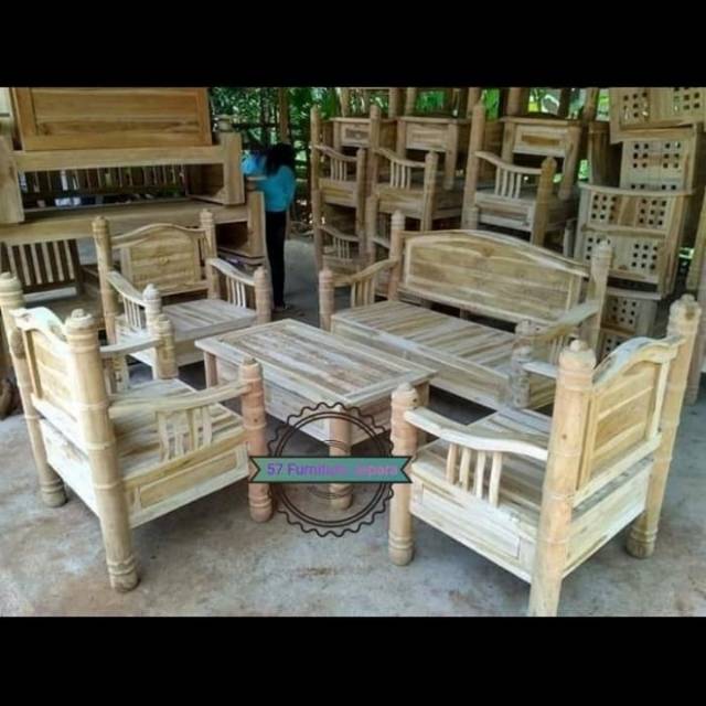 Meja Kursi Tamu Minimalis Model Peluru kayu jati Jepara Jati Mentahan