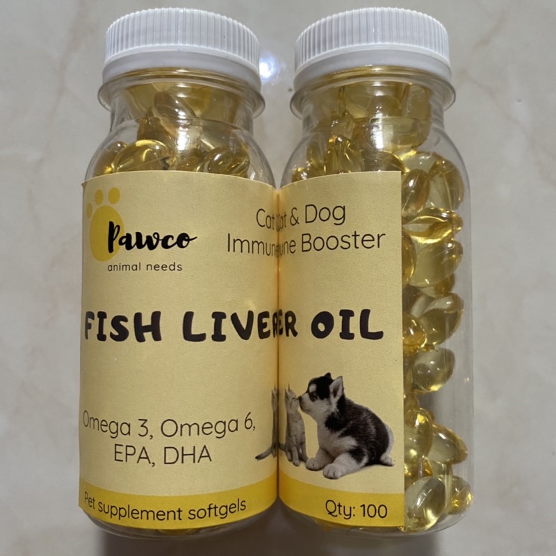 Pawco Fish Liver Oil Vitamin Minyak Ikan 100 pcs untuk Anjing Kucing Burung Bird Cat Dog