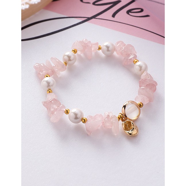 LRC Gelang Fashion Natural Stone Crystal Shaped Irregular Shell Pearl Conch Bracelet F68115