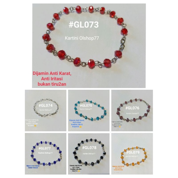 Gelang CRYSTAL Anti Karat / Asli Kristal tidak berubah warna