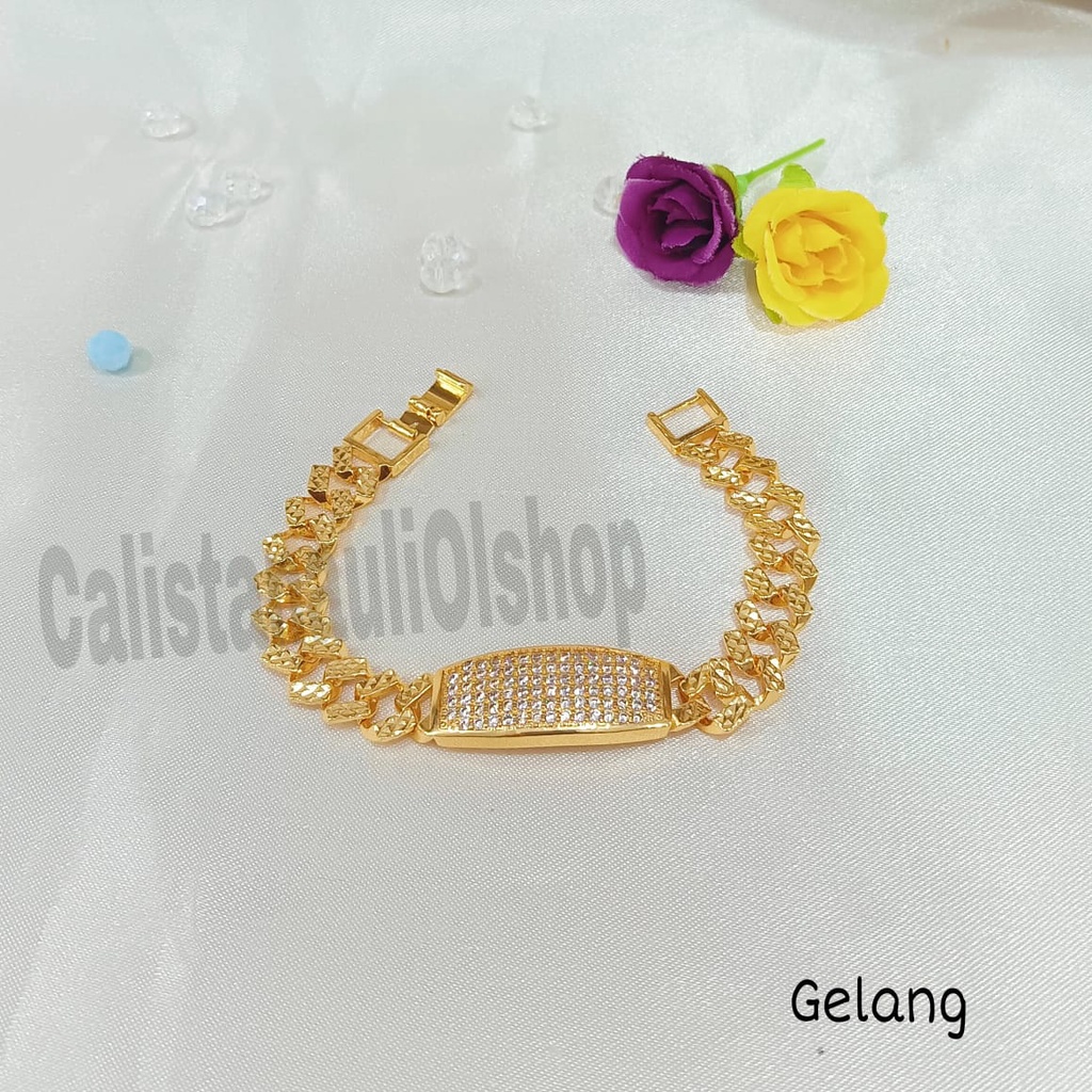 GELANG+CINCIN OVAL 1 PERMATA ZIRCON DESAIN PERMATA SINGLE ELEGAN PERHIASAN EMAS KOREA ANTI KARAT DAN ANTI LUNTUR