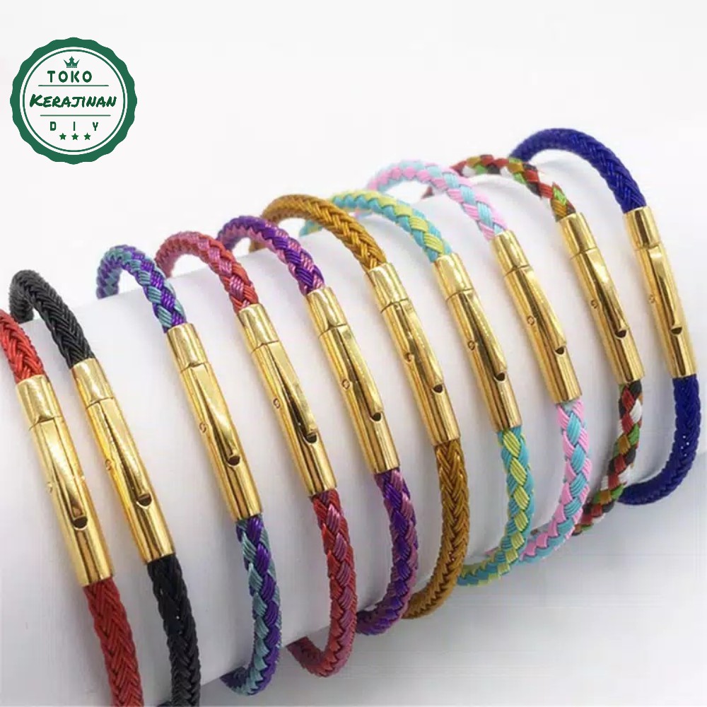 Gelang Tali Kawat Pandora Anti Air Waterproof Untuk Liontin Huruf Insial Atau Charm Emas