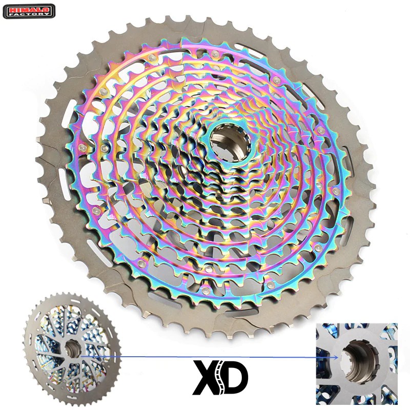 PRODUK IMPORT HIMALO MTB 11 Speed 9-50T and 12 Speed 9-50T Ultralight XD Bicycle Cassette Rainbow