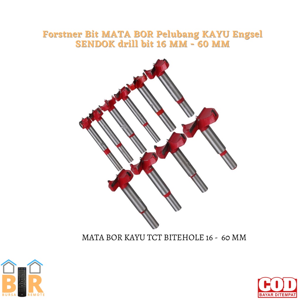 Forstner Bit MATA BOR Pelubang KAYU Engsel SENDOK drill bit 16mm- 60mm