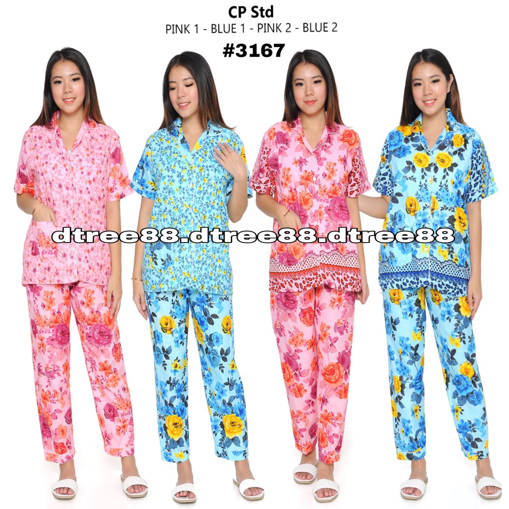 Dtree . baju tidur piyama dewasa cp motif bunga /piyama dewasa katun eropa