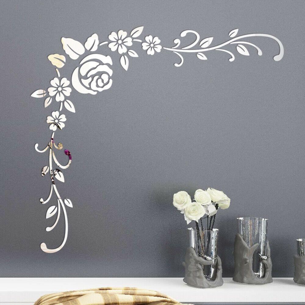 R-flower Mirror Wall Stiker Dekorasi Kamar Rumah 3D Art Decal