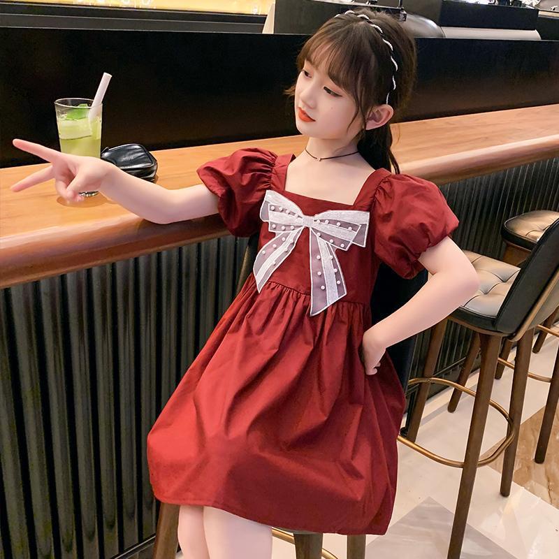 Meonky Official Shop Mantul Sale Baju Anak Cewek Korea Lengan Pendek Motif Dress Pita Renda Untuk anak usia sampai 6 Tahun Ke atas Simple dan Elegan ( G - 14 )-7