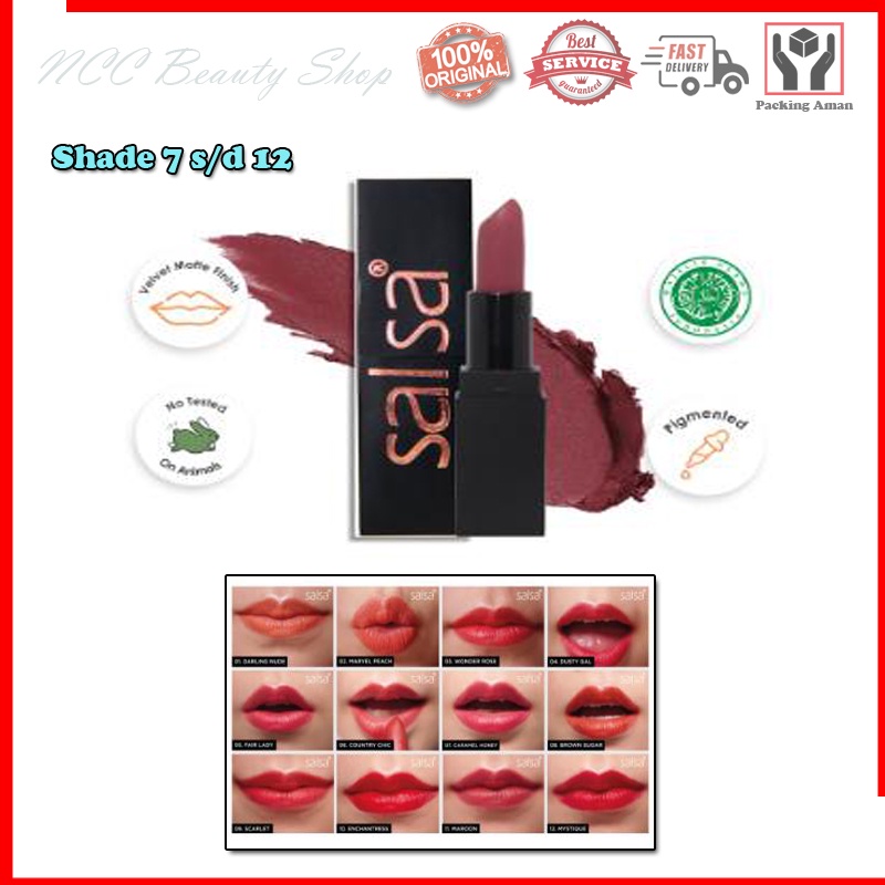 * NCC * Salsa Lipstik Matte Make up Bibir Lip Stik - (Shade Nomor 07 sd 12)