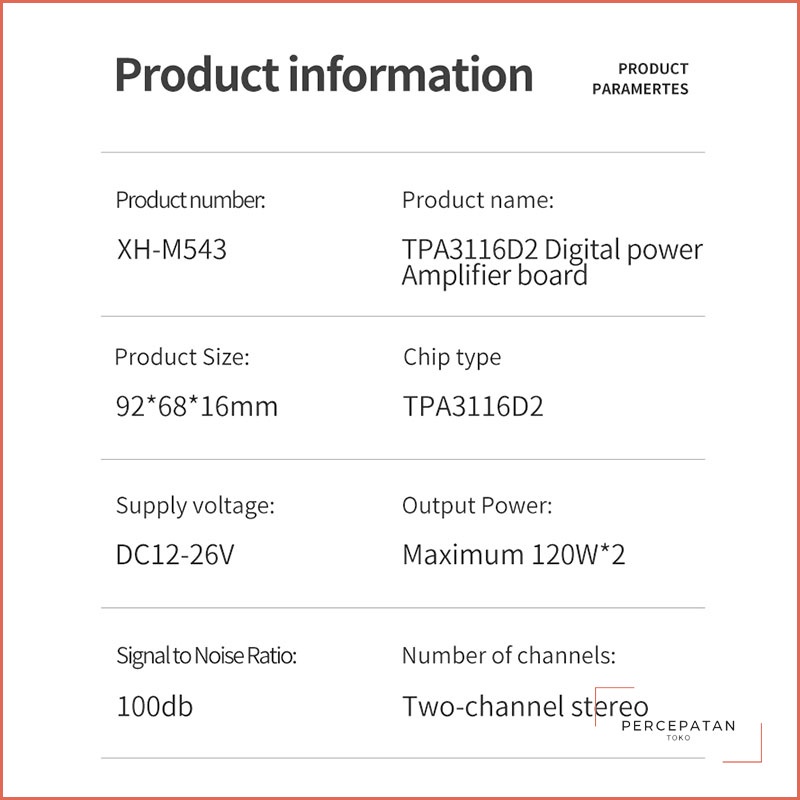 【XH-M543】Papan amplifier daya digital berdaya tinggi【TPA3116D2】Modul amplifier audio Saluran ganda 2*120W