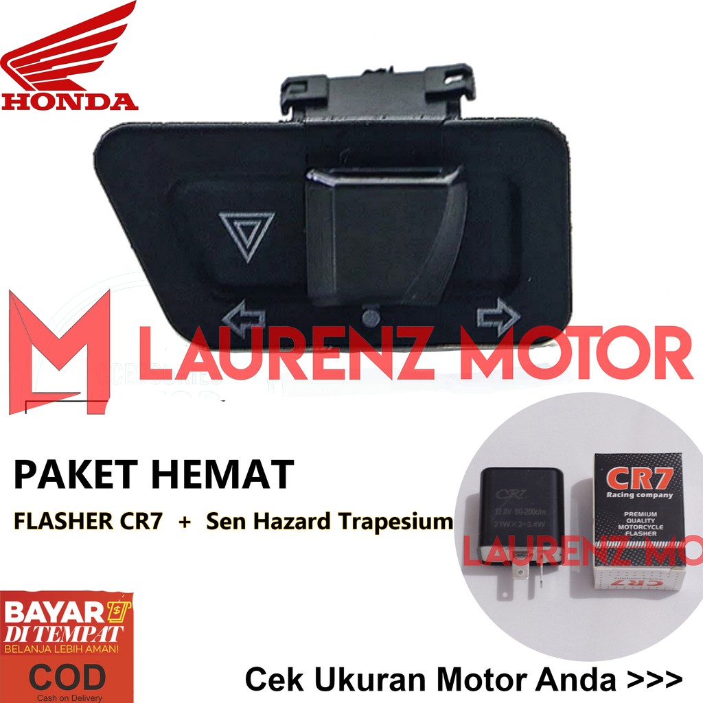 PAKET Flasher CR7 dan Saklar Sen Hazard Trapesium Jajar Genjang untuk Honda Beat Karbu Karisma
