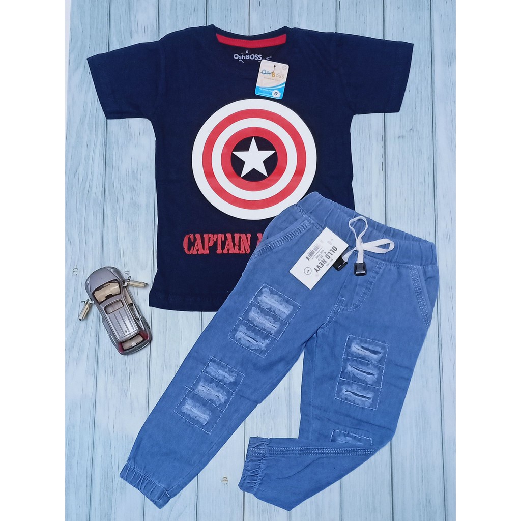 COD BAJU STELAN ANAK LAKI LAKI KAOS ABADI DAN CELANA JEAN RIPPED USIA 1-10 THN BAGIAN 1-5